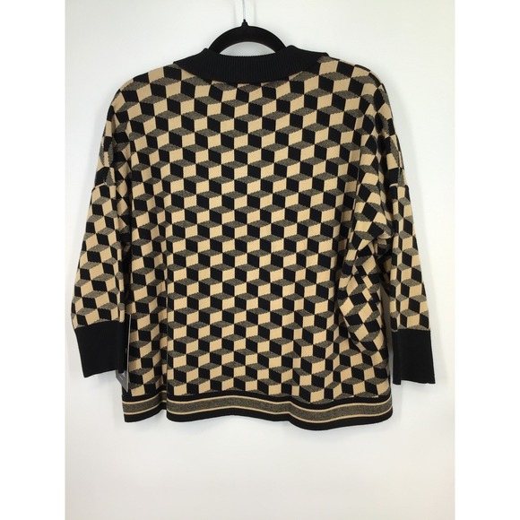 Tuckernuck Clayton Geometric Black Camel Polo sweater M/L - Picture 3 of 8